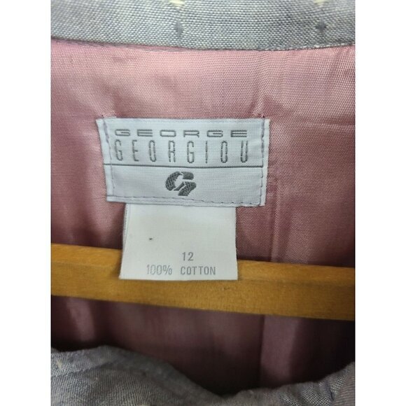 VTG George Georgiou Blazer Jacket Womens 12 Grey 80s Shoulder Pads - Picture 3 of 7